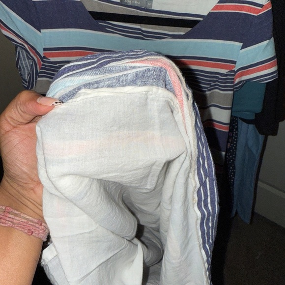 EUC- Lily & Me Striped Linen Blend Midi Dress - Blue, orange, White- Size Small - Picture 8 of 9